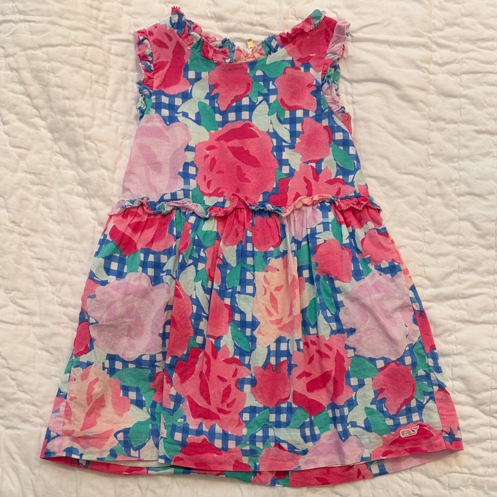 Vineyard Vines Pink and Blue Floral Kentucky Derby Dress 3t